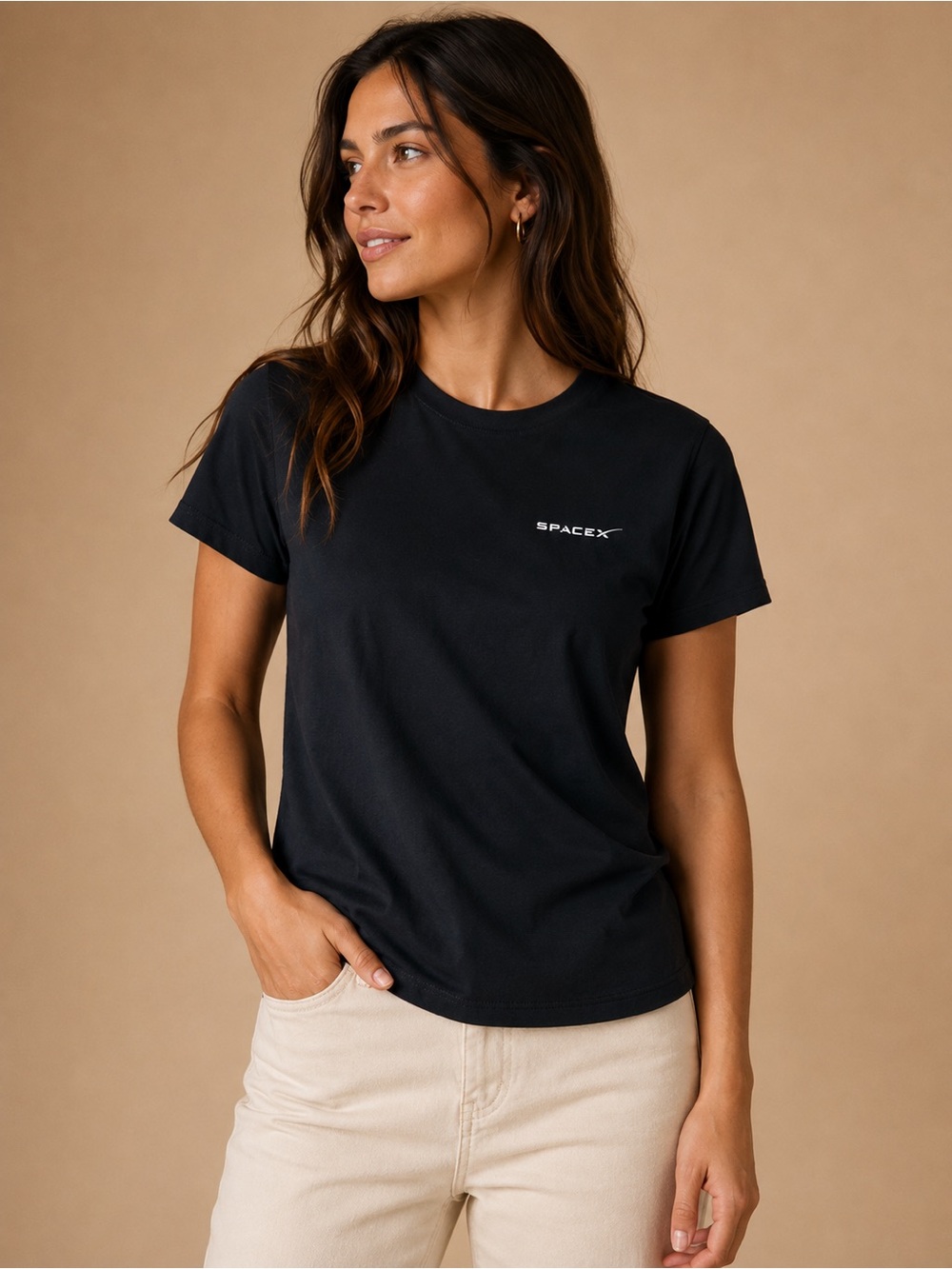 SpaceX Navy Blue Logo Graphic T-Shirt Gildan Heavy Cotton Size S